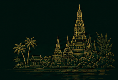 Asian temple illustration
